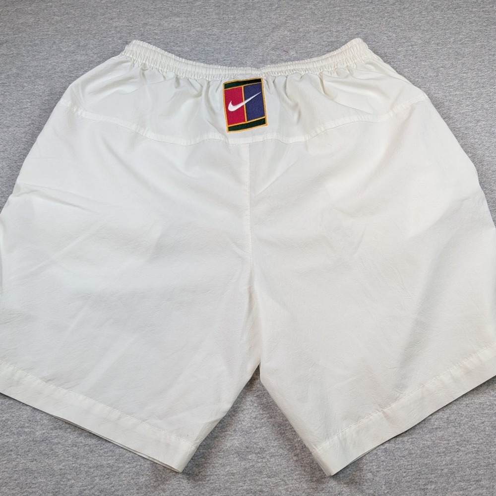 Nike White Athletic Shorts with Multicolor Logo